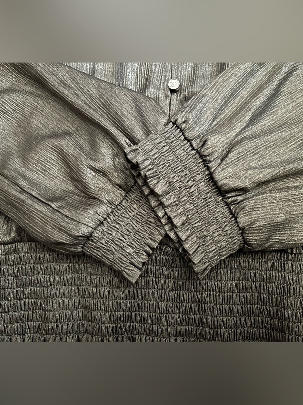 🩶 NEW 🩶 Michael Kors Gunmetal Metallic Blouse Size XL 🩶 - Picture 5 of 6
